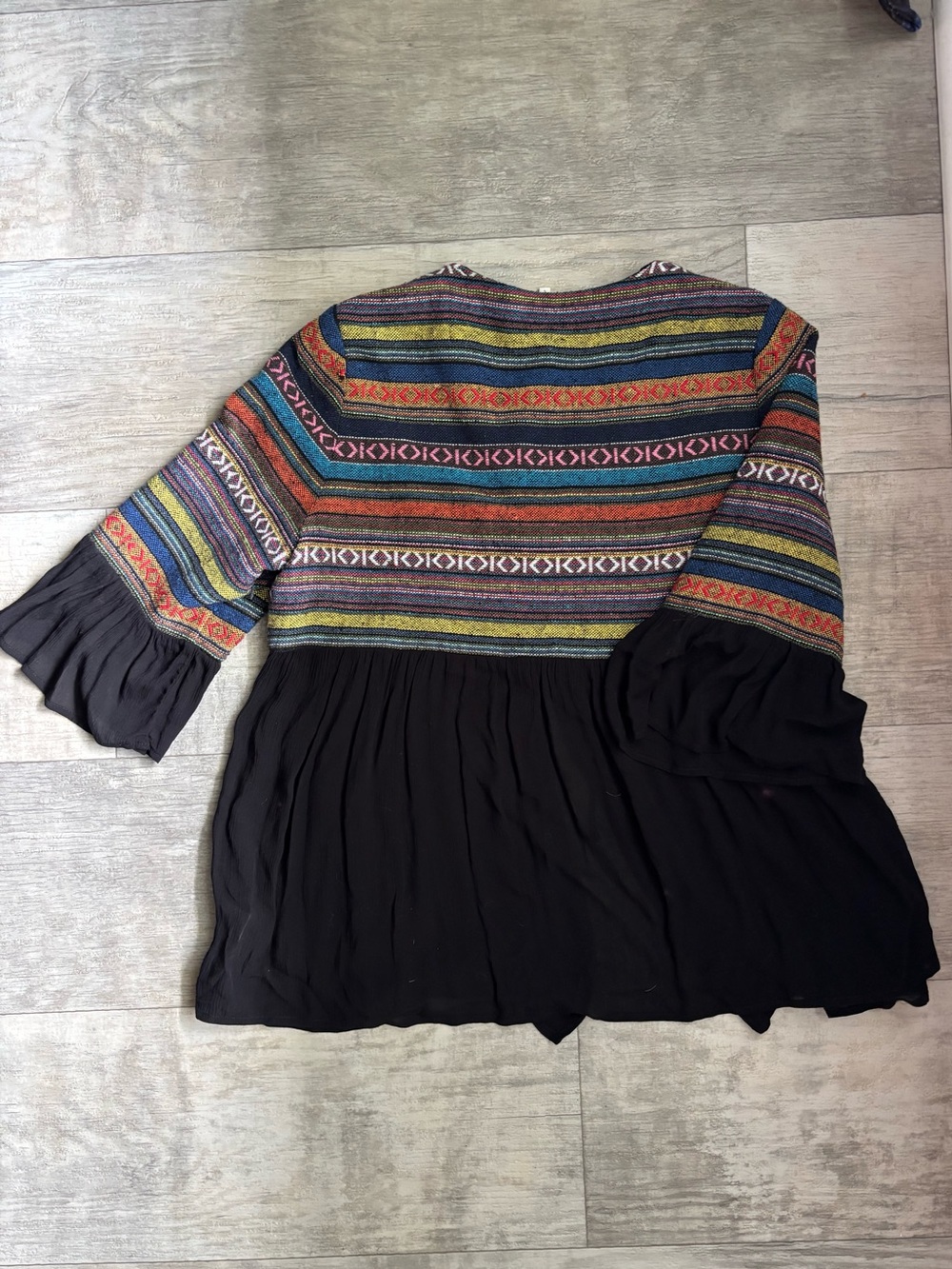 Pleione Anthropologie boho cardigan tie bell sleeve L-073 - Picture 6 of 7